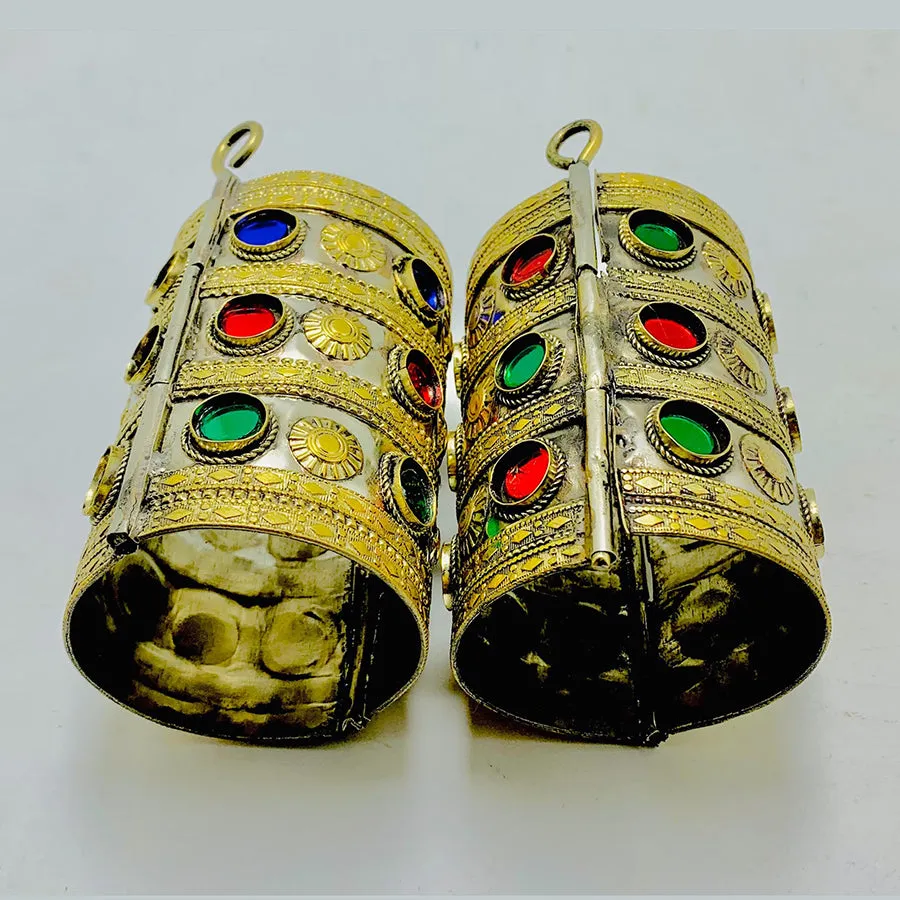 Vintage Bohemian Style Glass Stones Cuff Bracelet