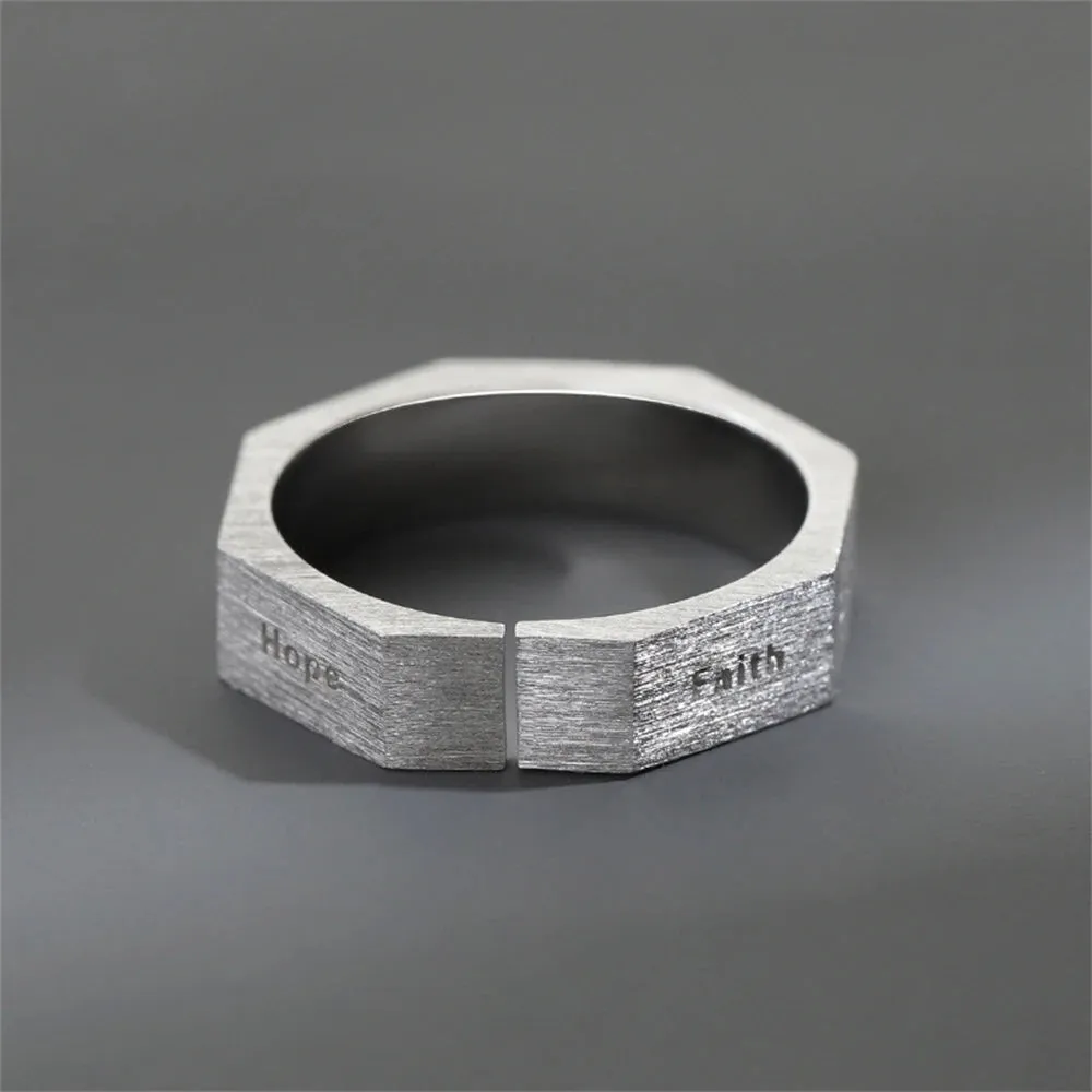 Vintage Seven Virtues Finger Rings Men Silver Plated Hip-hop Ins Style Charm Opening Ring Jewelry Creative Artist bijoux Gifts