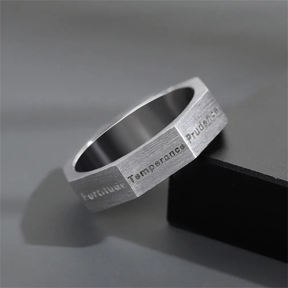 Vintage Seven Virtues Finger Rings Men Silver Plated Hip-hop Ins Style Charm Opening Ring Jewelry Creative Artist bijoux Gifts