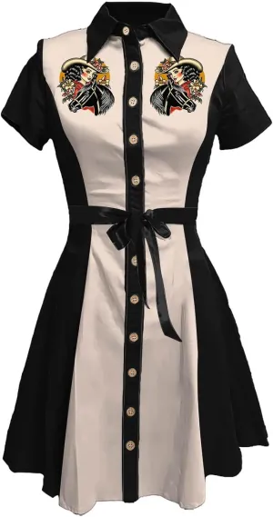 Vintage Western Flower Printed Shirt Dress Women Summer Button Down Casual Retro Style Evening Dresses for Women