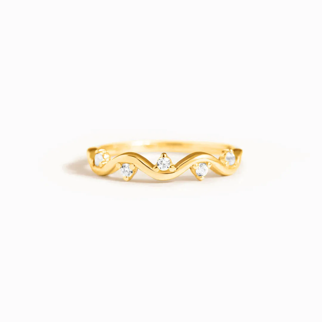 Wave with Small Zircon Sterling Silver Ring
