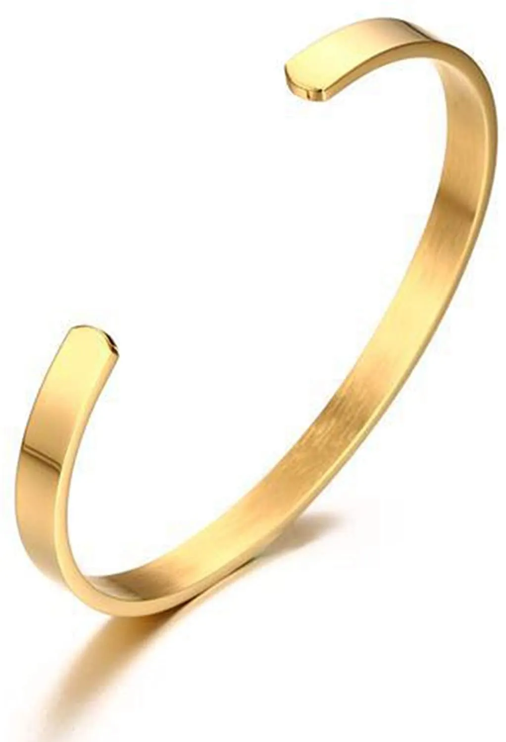 Womens Open Cuff Bracelets Stainless Steel Friendship Arm Jewelry Personalized Engrave Name Date for Mom Girls 6mm