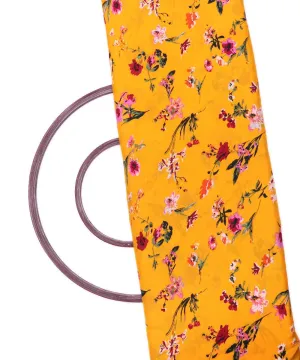 Yellow Floral Pattern Crepe Fabric