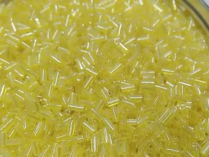 Yellow Transparent Lustre Pipe / Bugle Glass Seed Beads